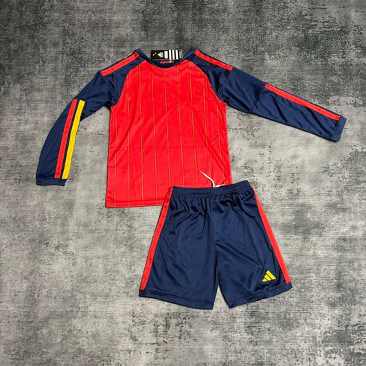 Spain 2026 World Cup Home Long Sleeve Kids Kit